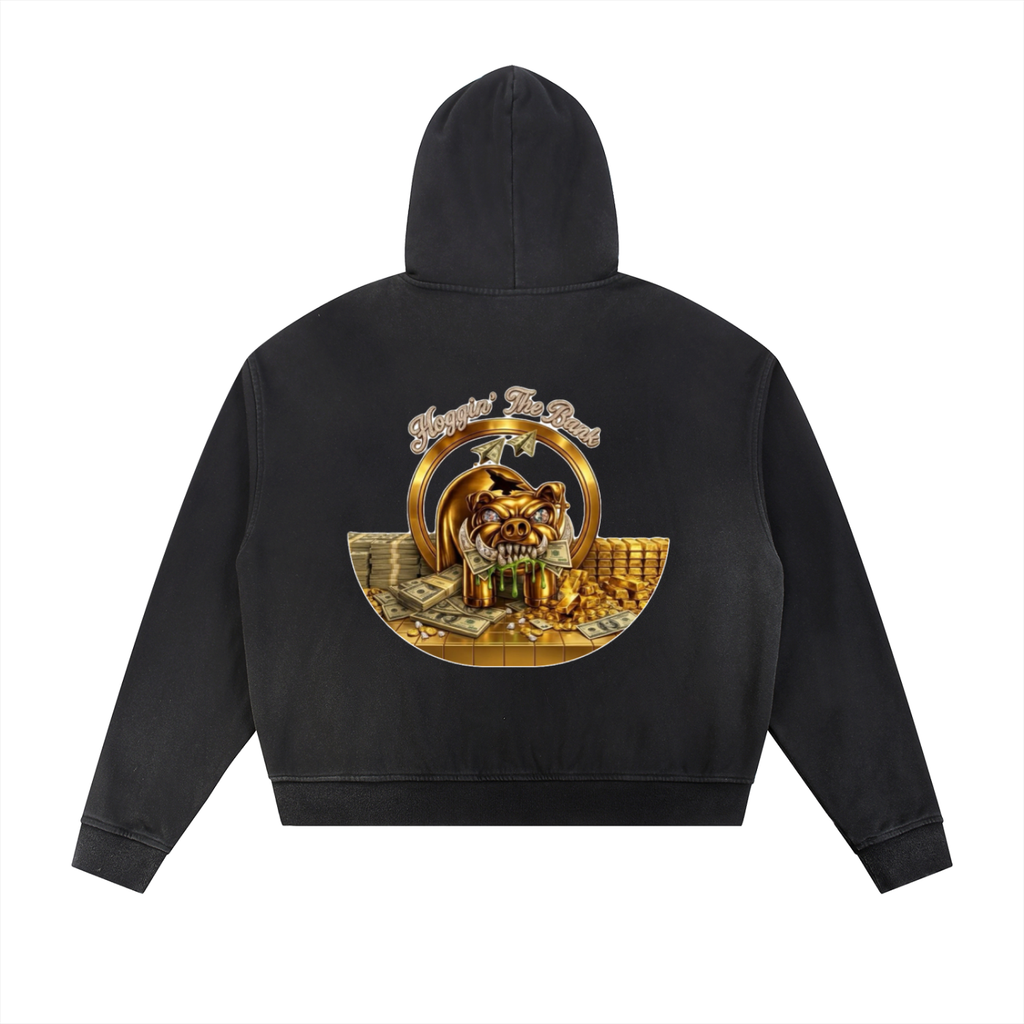 Hoggin the Bank Sun Fade Frayed Raw Edge Fleece Zip Hoodie