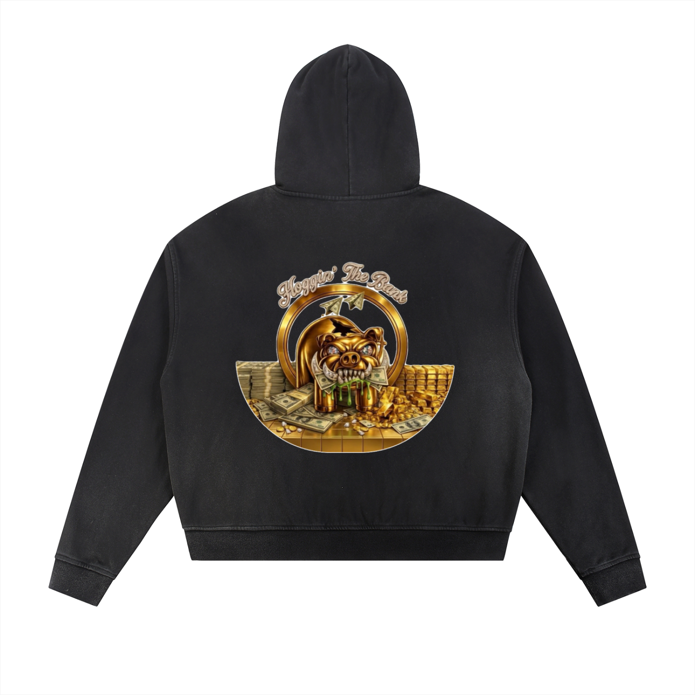 Hoggin the Bank Sun Fade Frayed Raw Edge Fleece Zip Hoodie