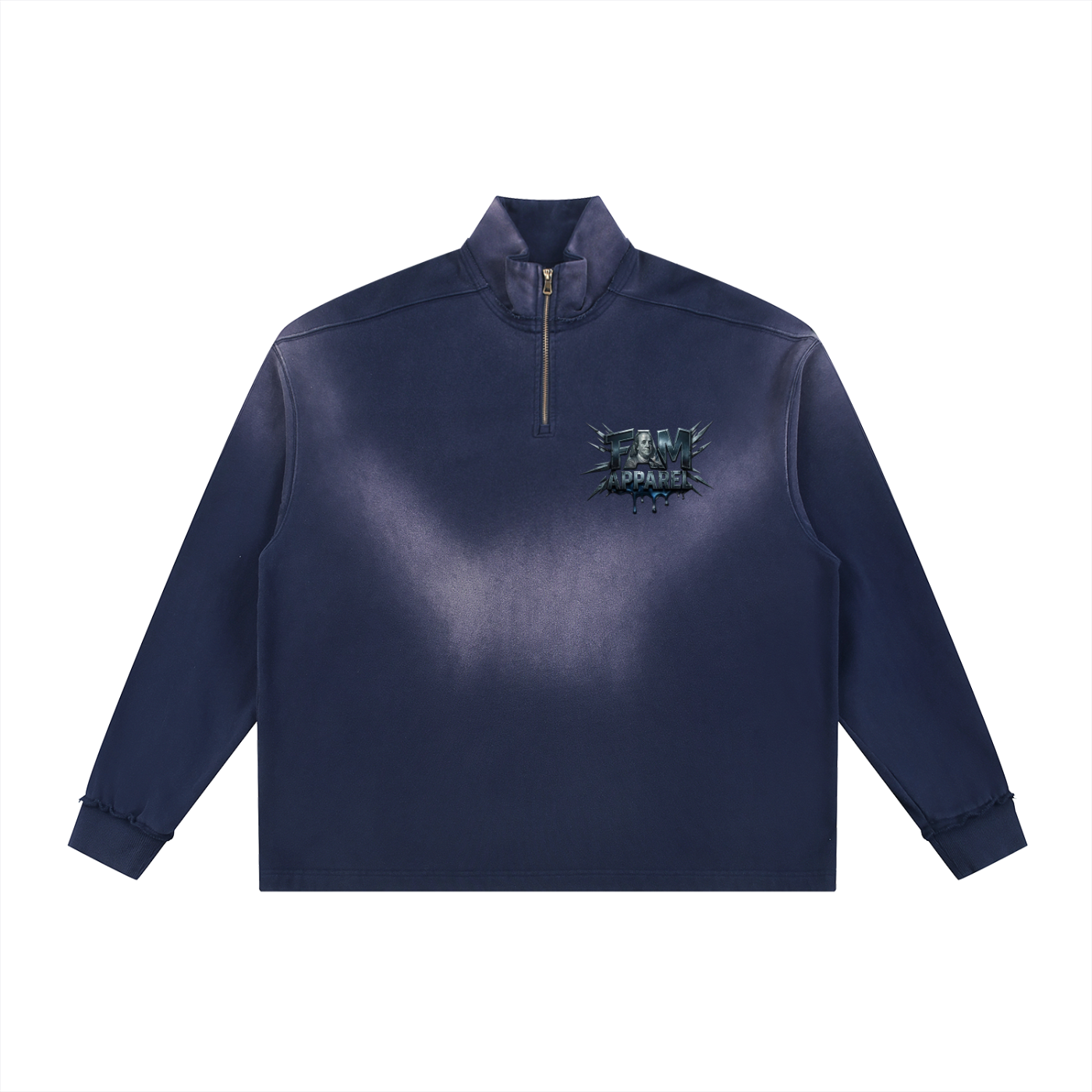 FAM MONEY PLANE Sun Faded Quarter-Zip Sweatshirt