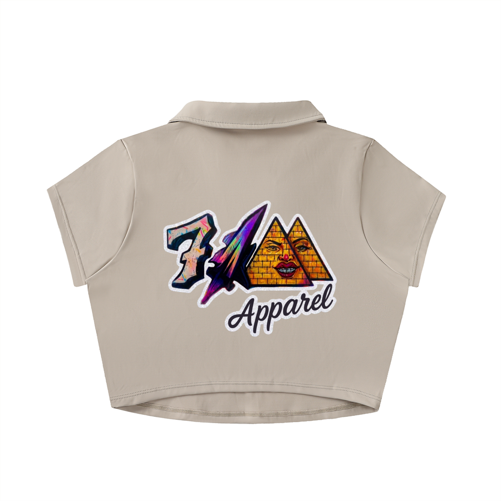 V-Neck Lapel Crop Top