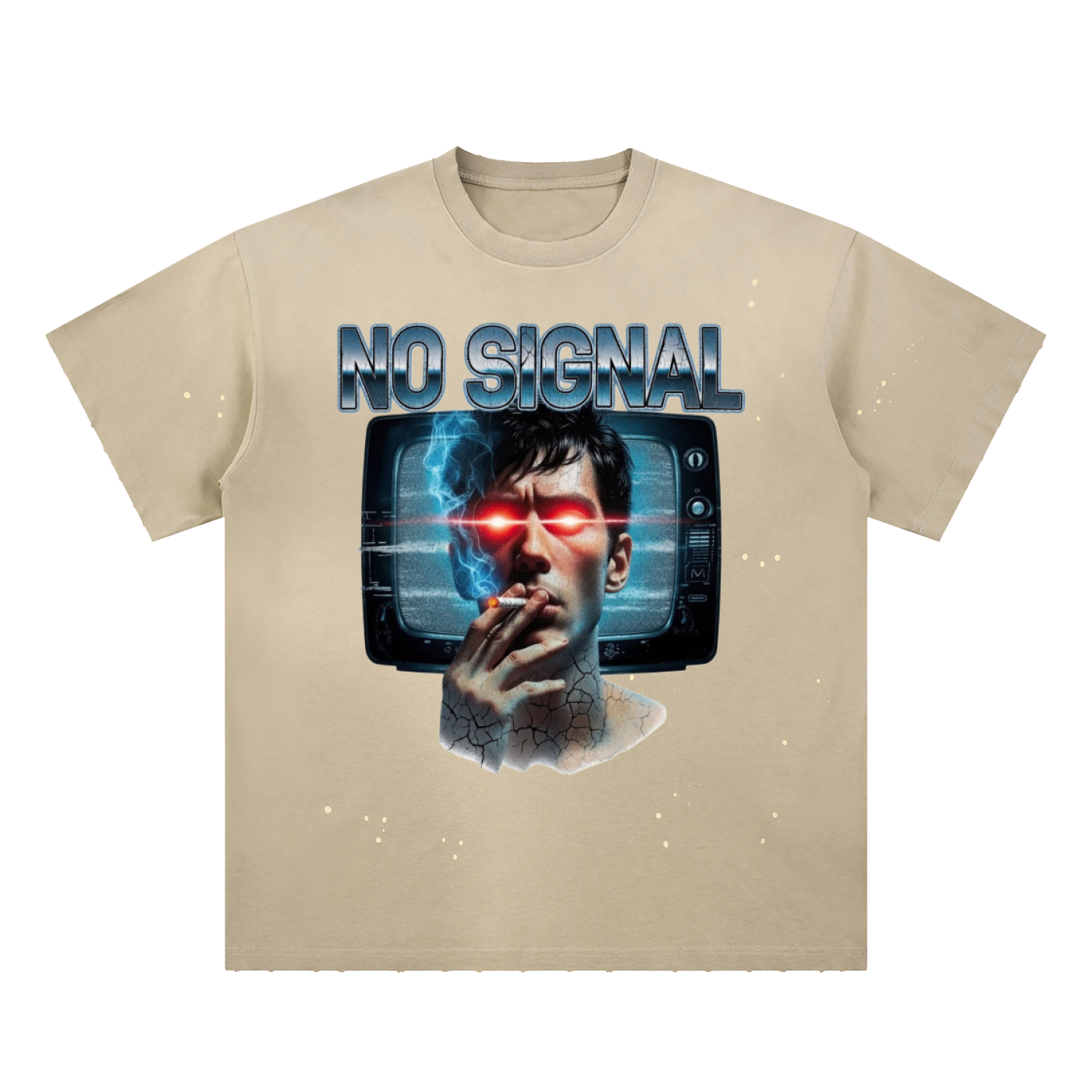 No Signal  Hand-Frayed Sunfade Paint Splatter T-Shirt