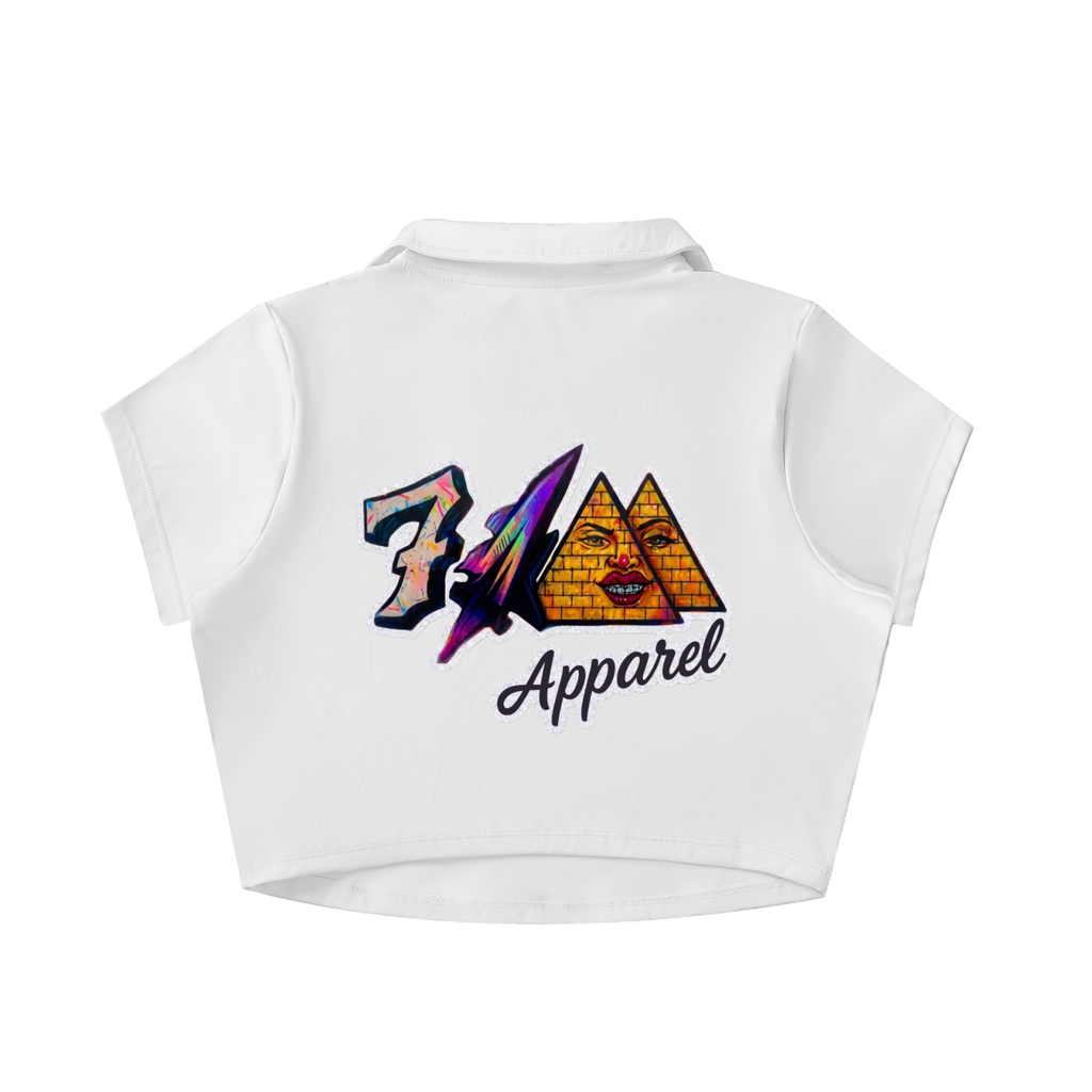 V-Neck Lapel Crop Top