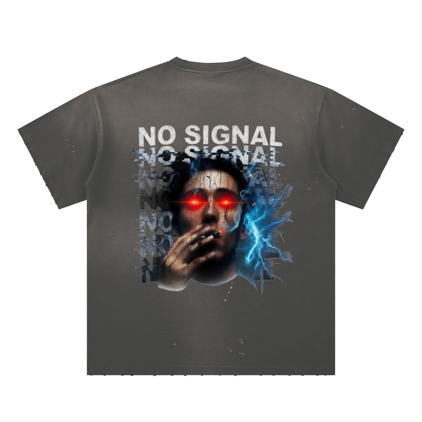 No Signal  Hand-Frayed Sunfade Paint Splatter T-Shirt