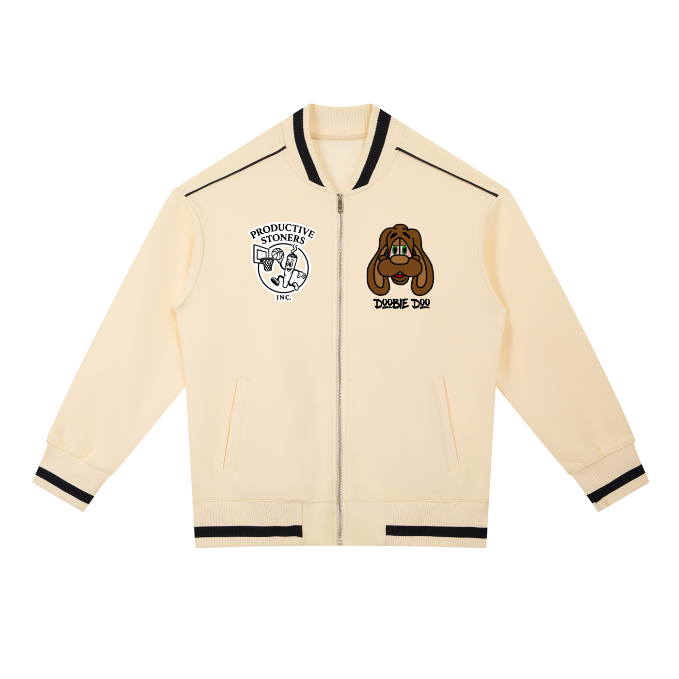 Contrast Piping Zip Bomber Jacket