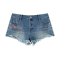 FAM SPILL Vintage Wash Raw Hem Denim Shorts