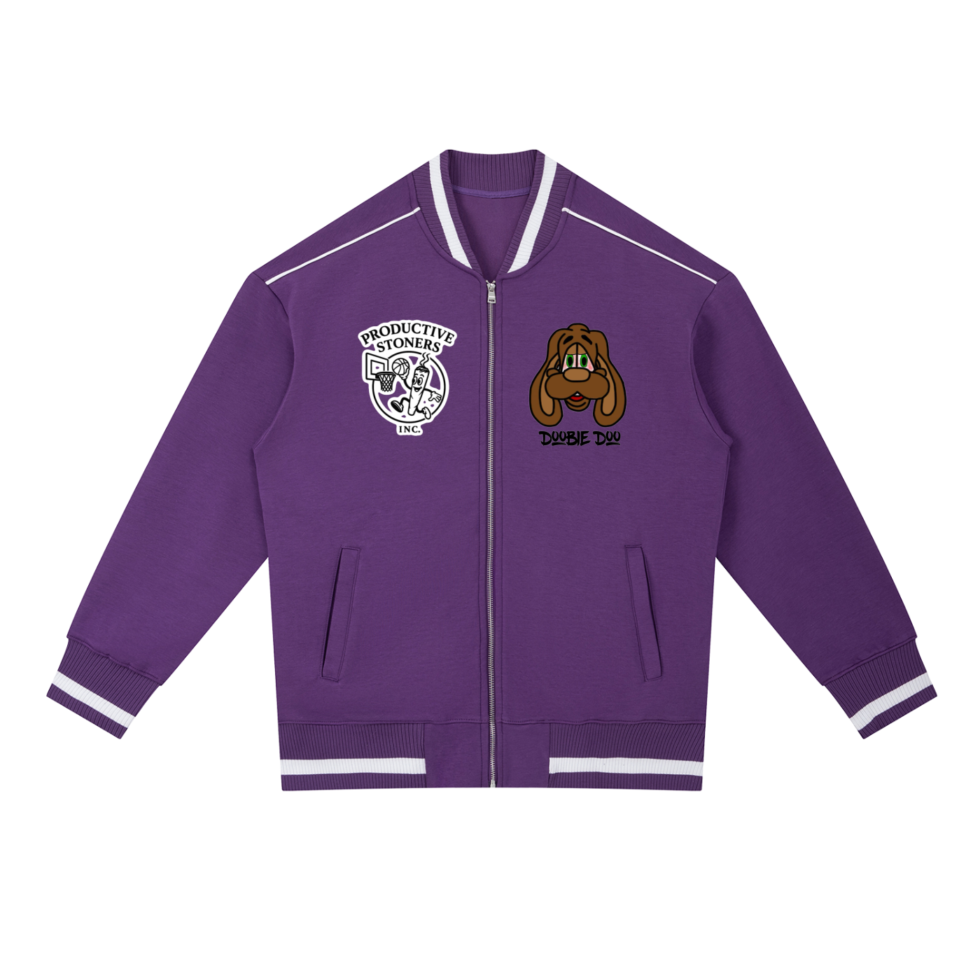 Contrast Piping Zip Bomber Jacket