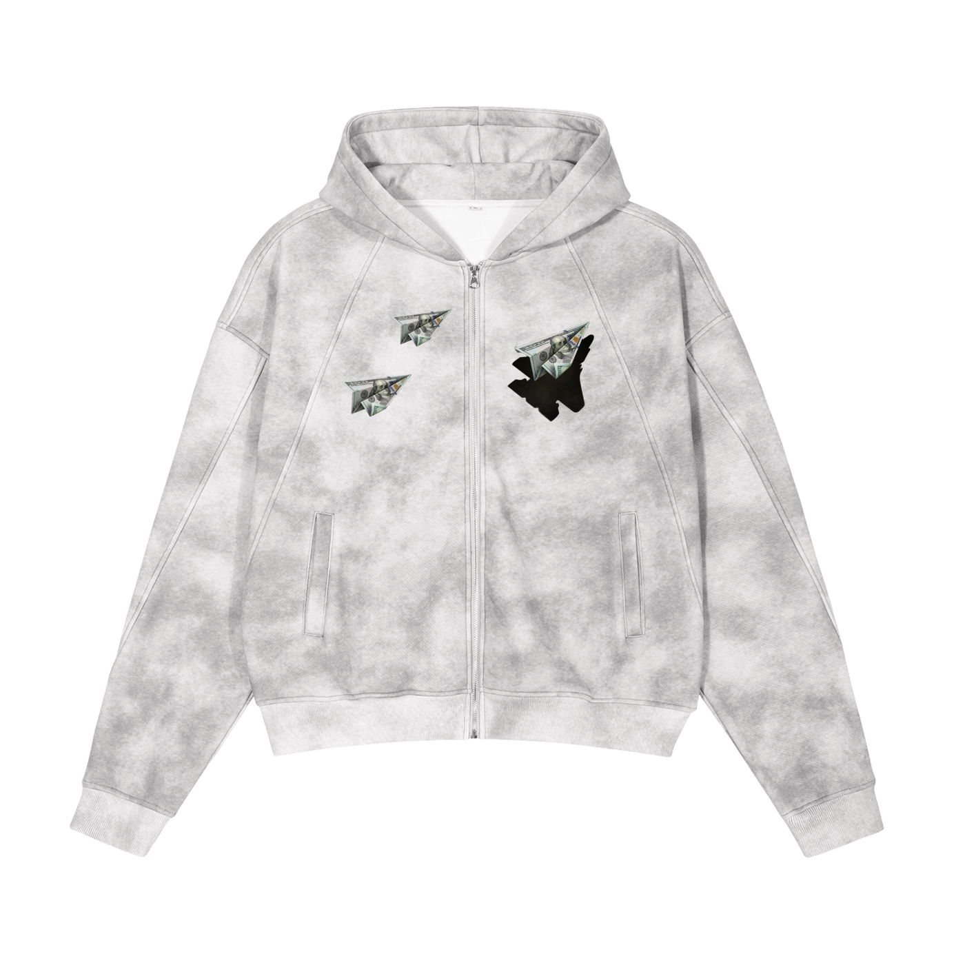 FAM Money Dirty Washed Zip-Up Fleece Hoodie