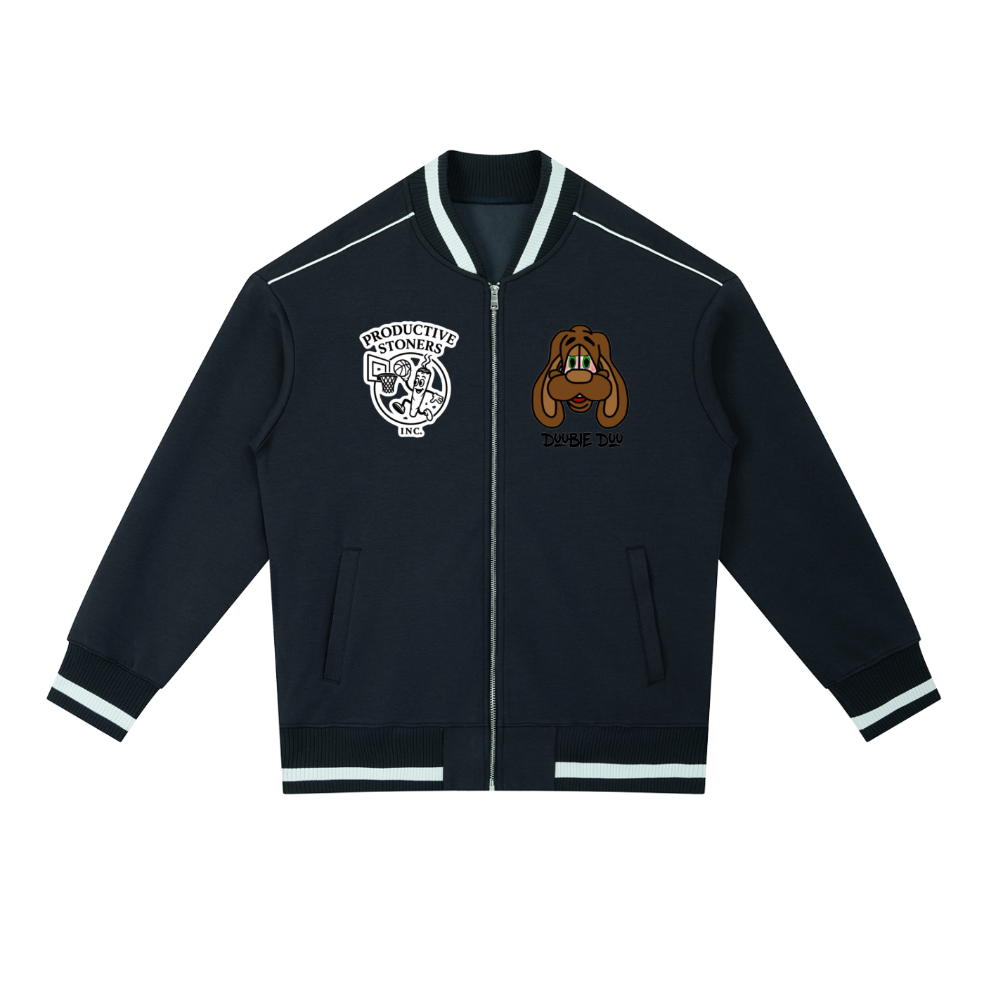 Contrast Piping Zip Bomber Jacket