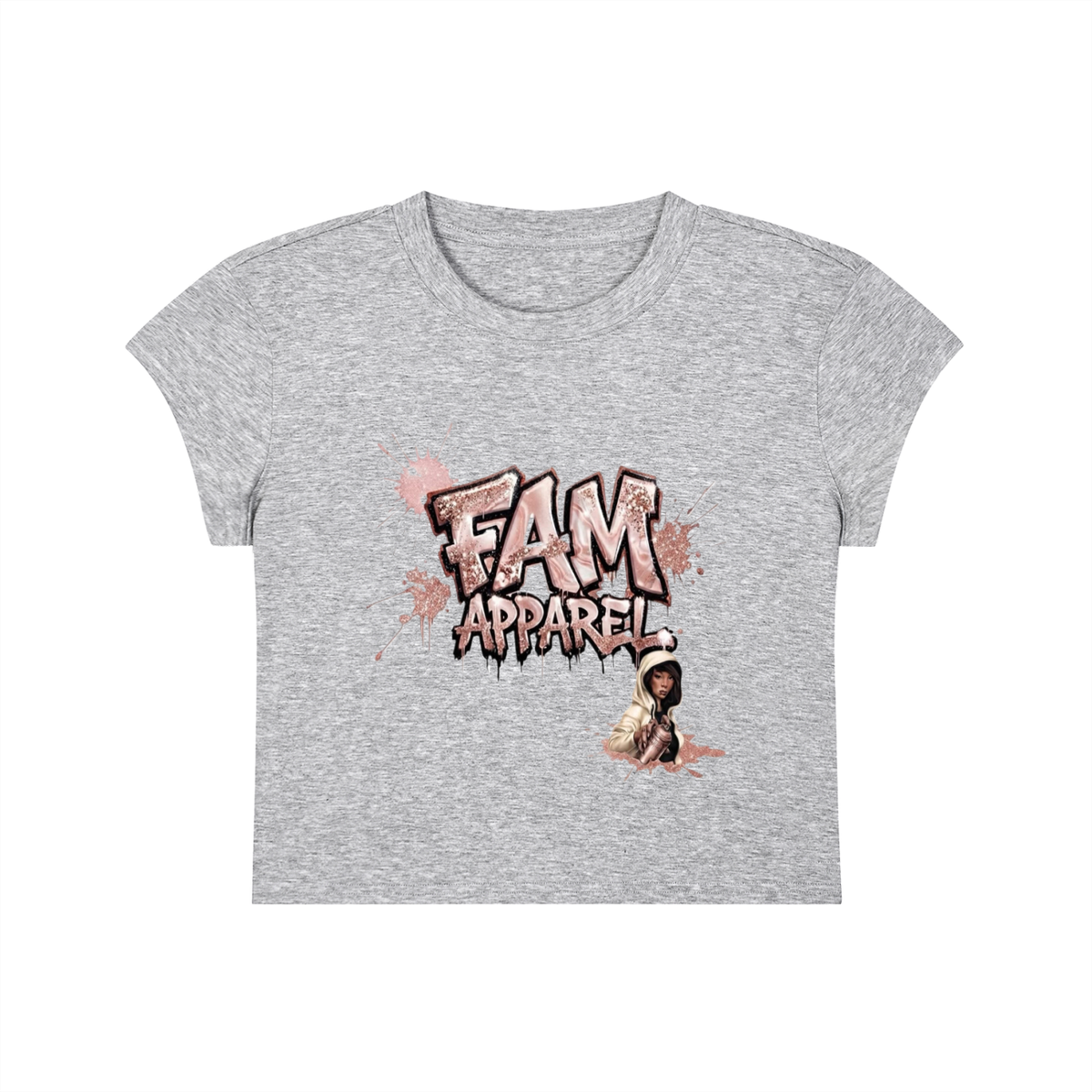FAM APPAREL GIRLY Slim-Fit Cropped T-Shirt