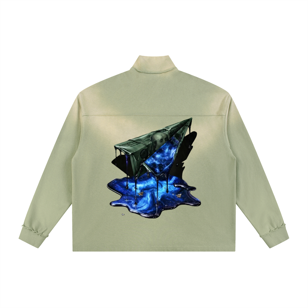 FAM MONEY PLANE Sun Faded Quarter-Zip Sweatshirt