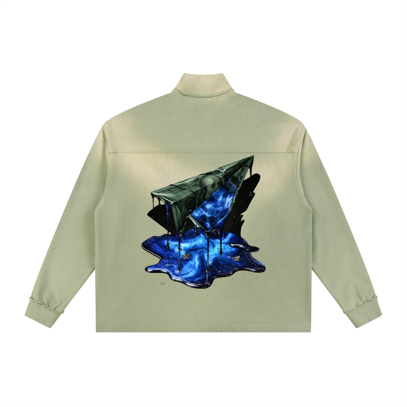 FAM MONEY PLANE Sun Faded Quarter-Zip Sweatshirt