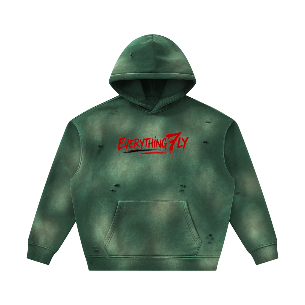 Unisex PLANE W/ EAGLE Frayed Fleece Hoodie