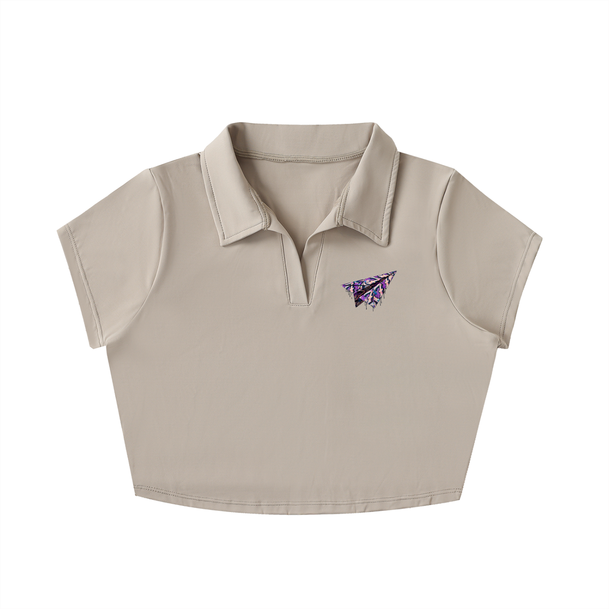 V-Neck Lapel Crop Top