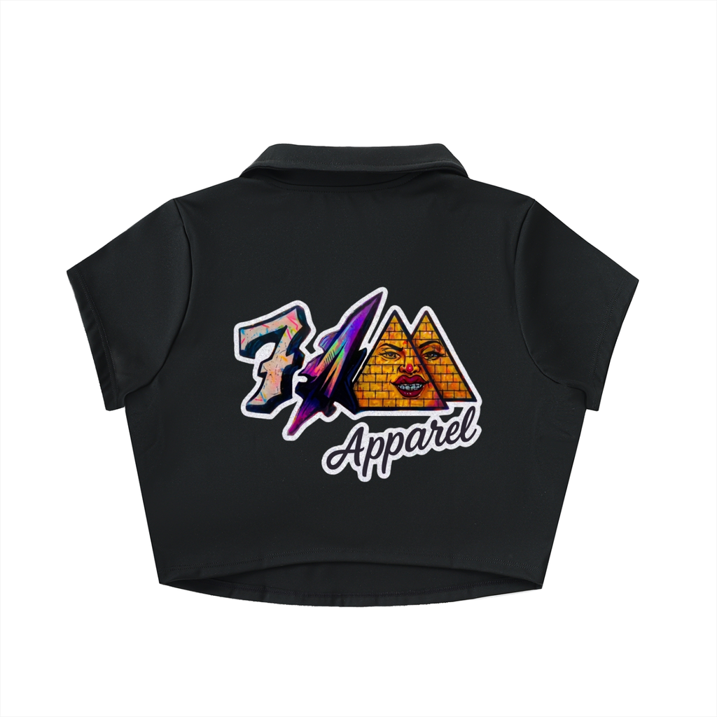 V-Neck Lapel Crop Top