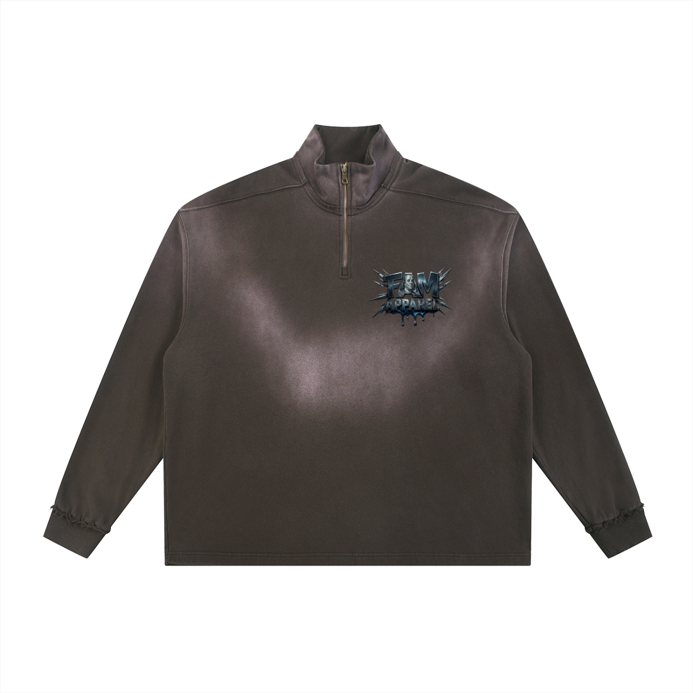 FAM MONEY PLANE Sun Faded Quarter-Zip Sweatshirt