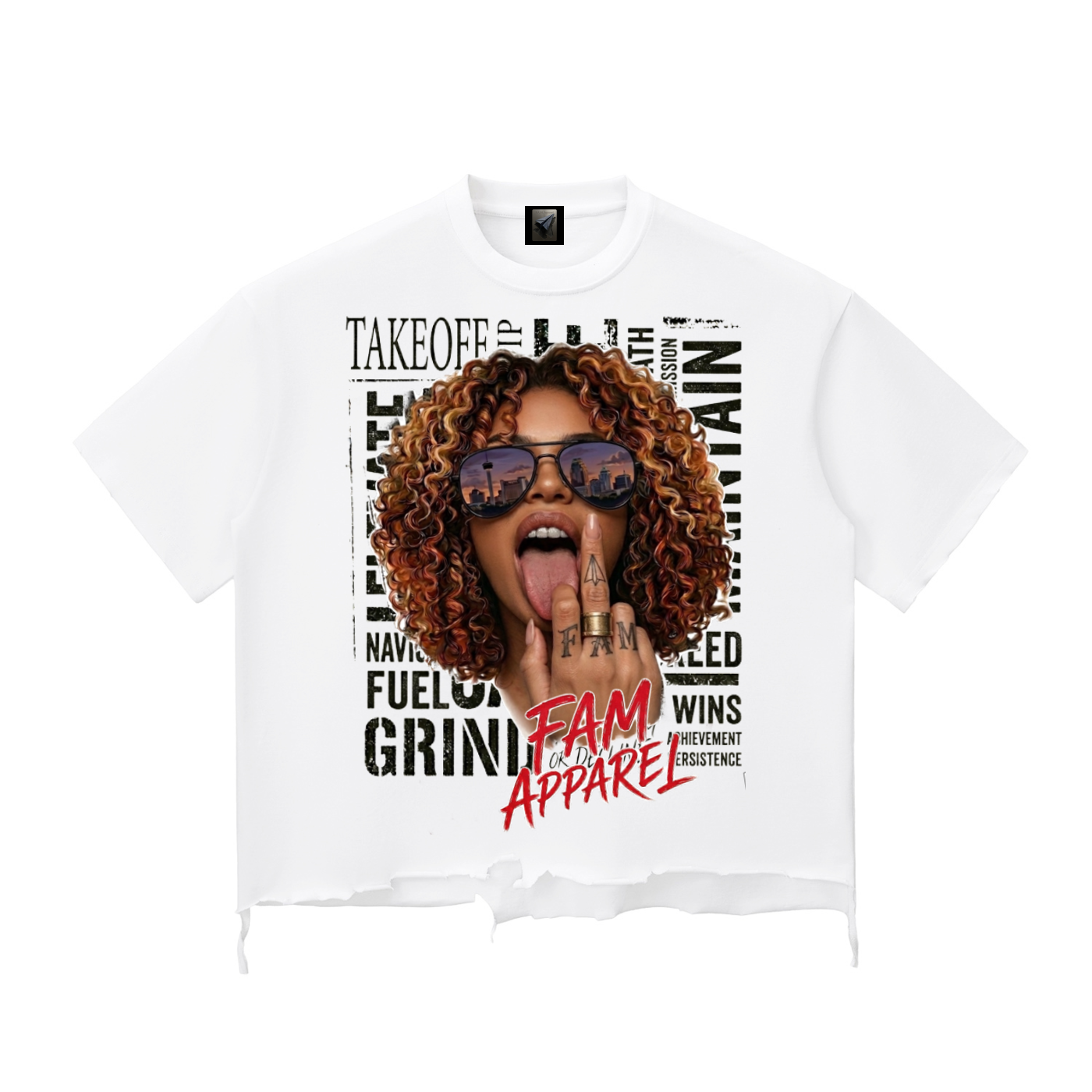 FAME FAM Snow Wash Raw-Hem Boxy T-shirt