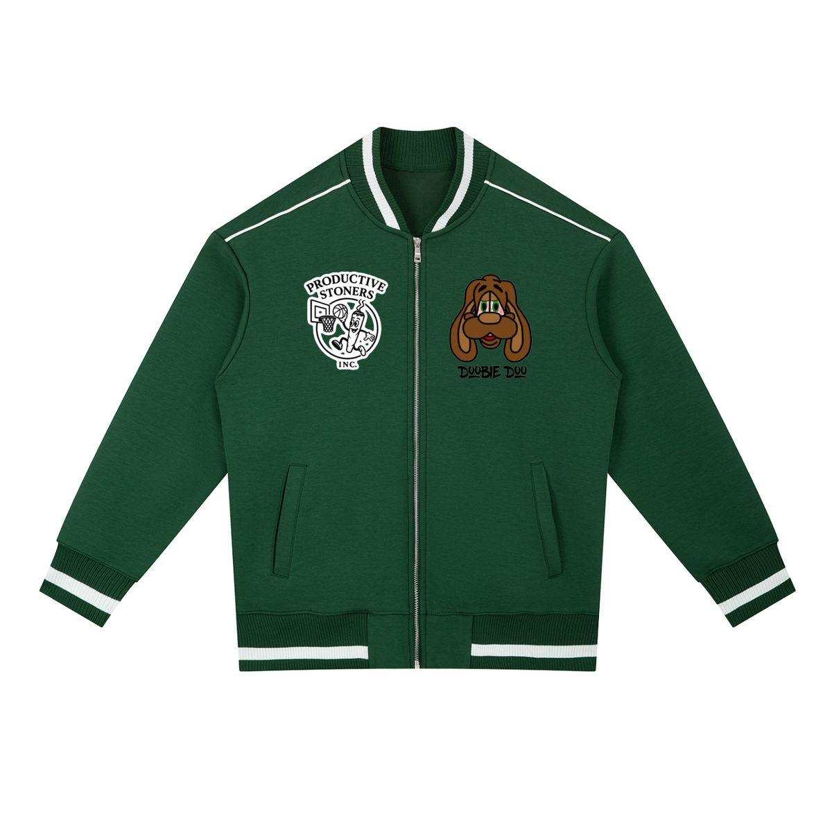 Contrast Piping Zip Bomber Jacket