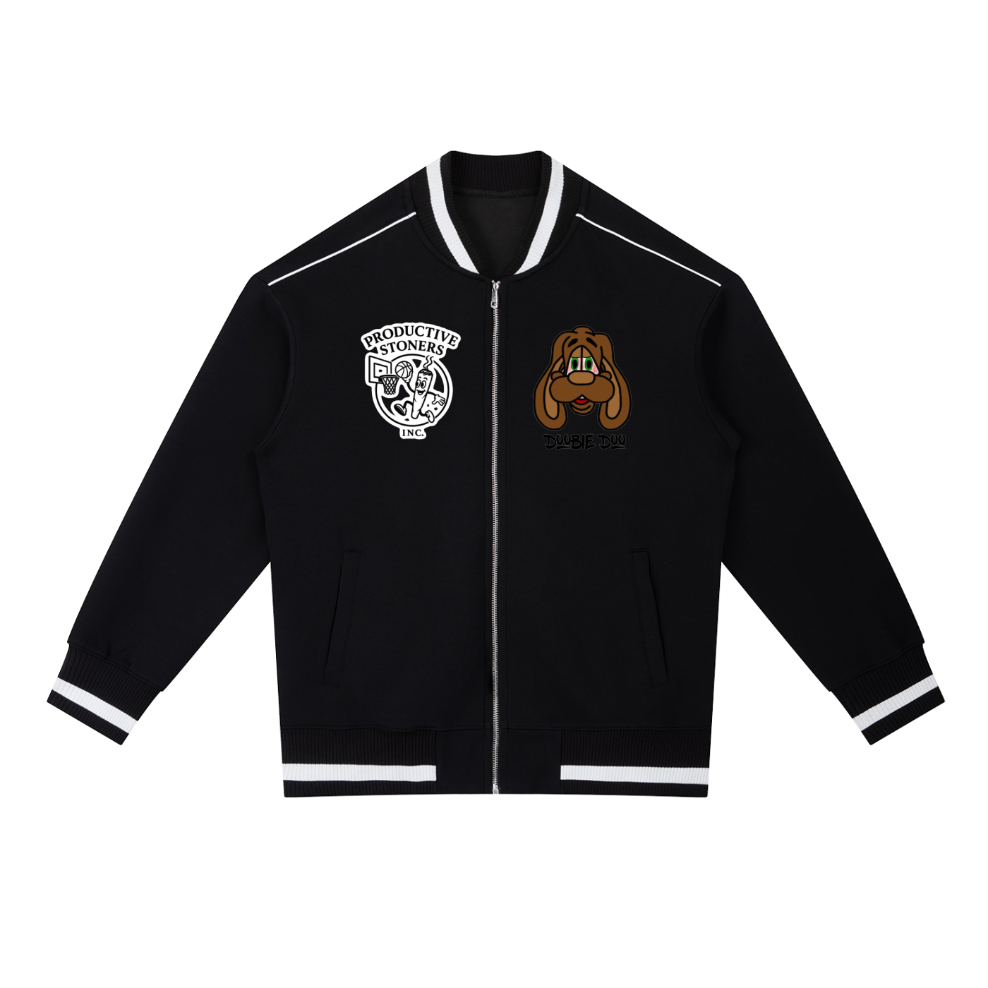 Contrast Piping Zip Bomber Jacket