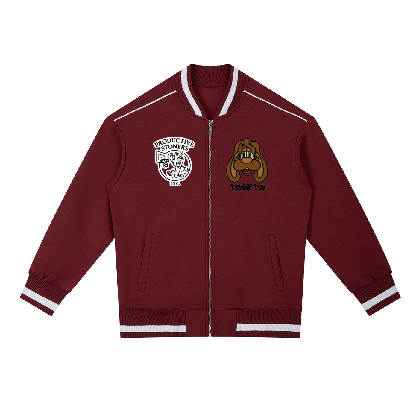 Contrast Piping Zip Bomber Jacket