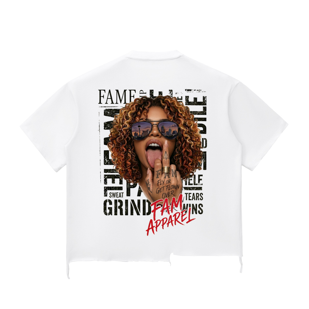 FAME FAM Snow Wash Raw-Hem Boxy T-shirt