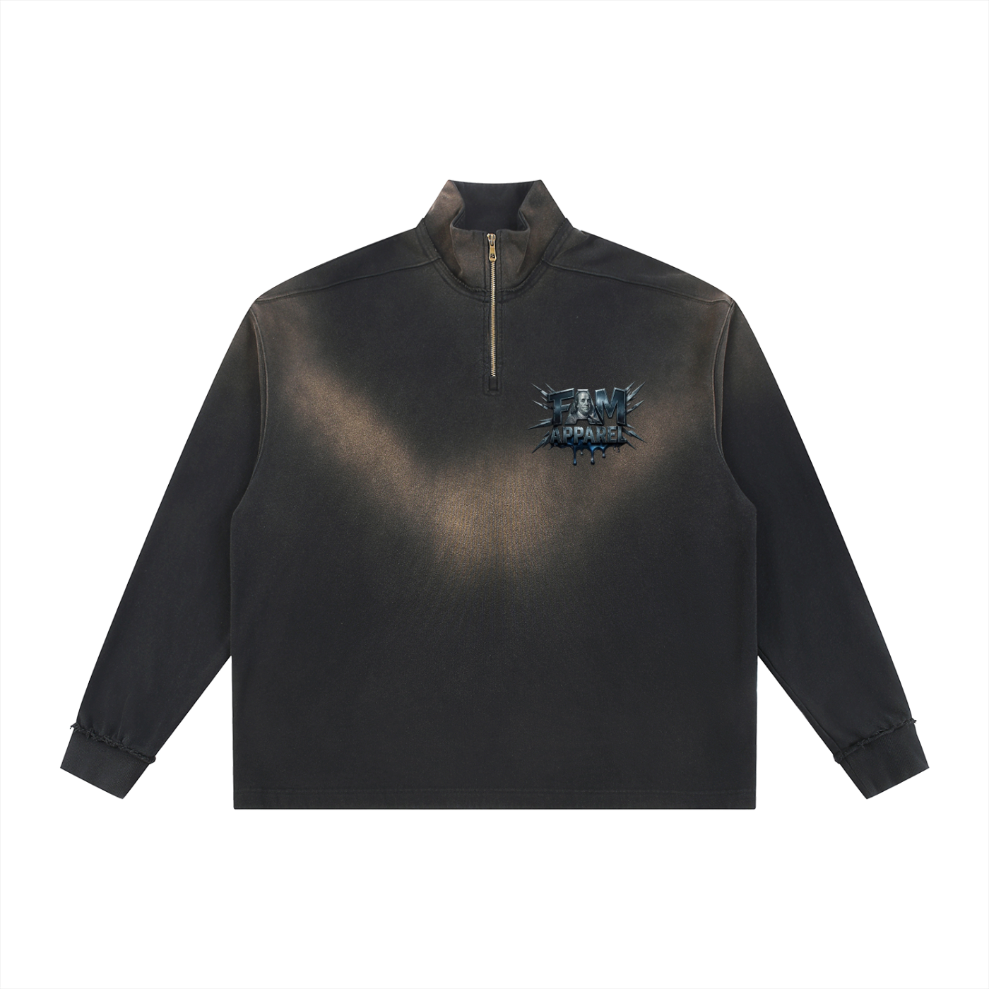 FAM MONEY PLANE Sun Faded Quarter-Zip Sweatshirt
