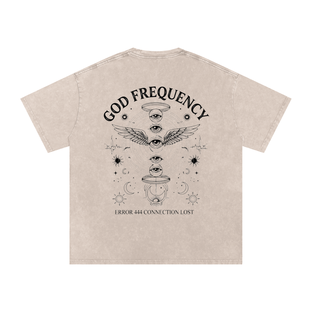 NO SIGNAL Snow Washed Oversized Cotton T-Shirt