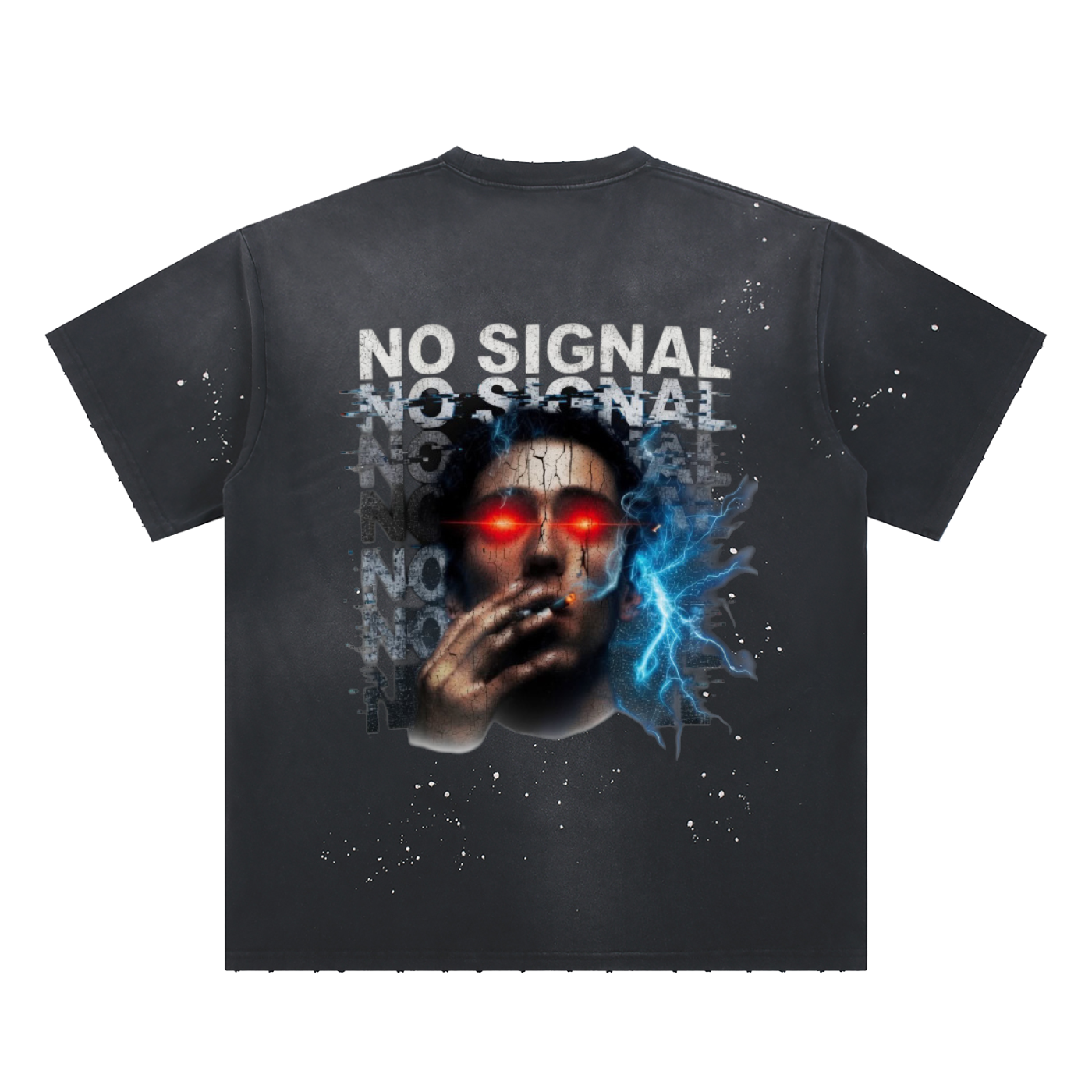 No Signal  Hand-Frayed Sunfade Paint Splatter T-Shirt