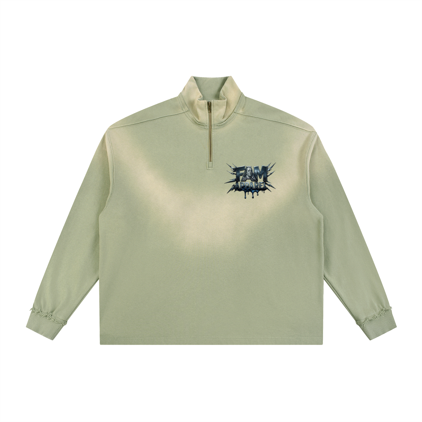 FAM MONEY PLANE Sun Faded Quarter-Zip Sweatshirt