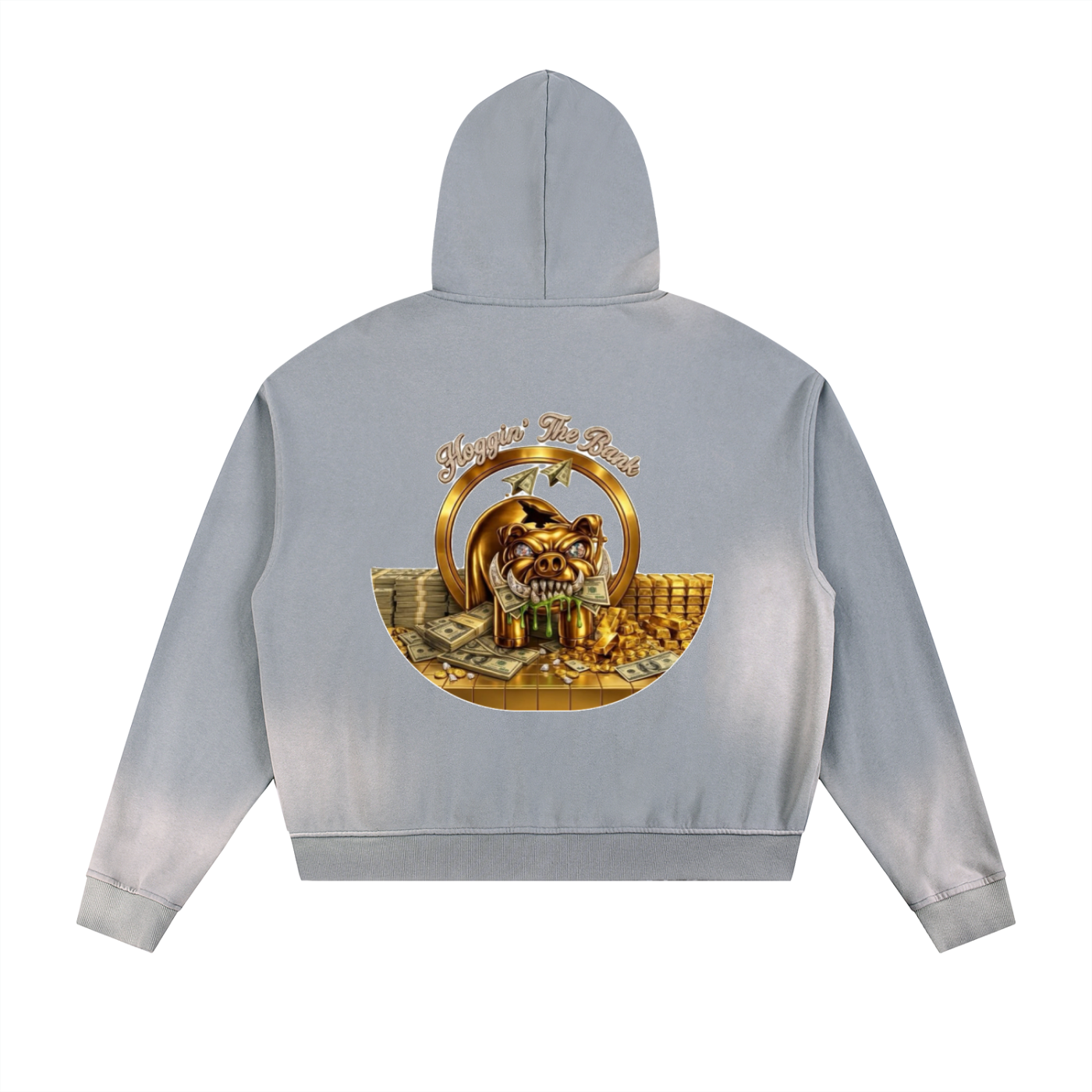 Hoggin the Bank Sun Fade Frayed Raw Edge Fleece Zip Hoodie