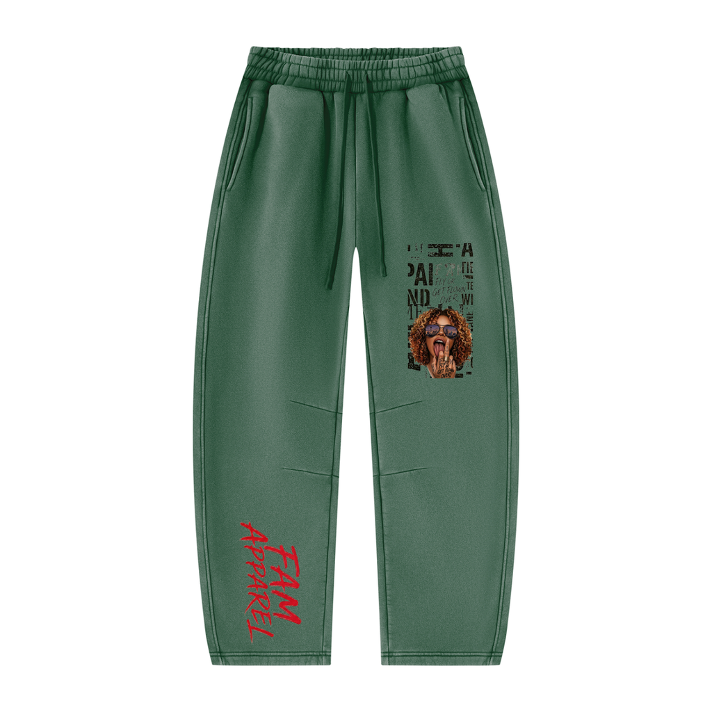 Unisex Vintage Wash Barrel Leg Fleece Sweatpants