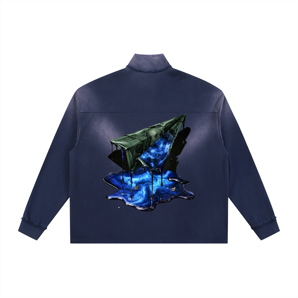 FAM MONEY PLANE Sun Faded Quarter-Zip Sweatshirt