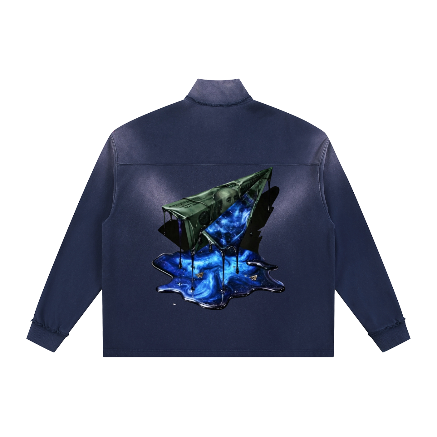 FAM MONEY PLANE Sun Faded Quarter-Zip Sweatshirt