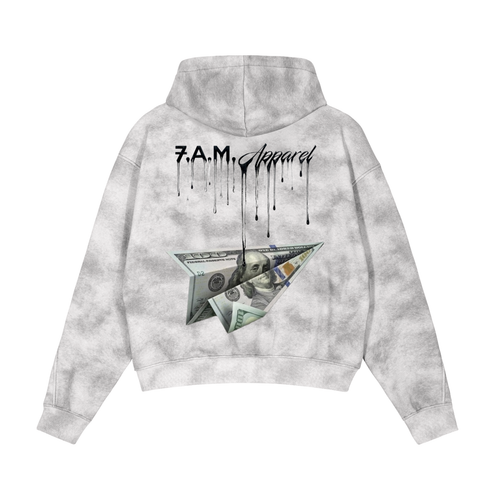 FAM Money Dirty Washed Zip-Up Fleece Hoodie